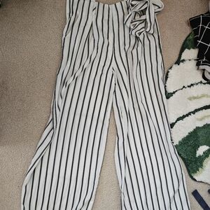 striped business casual pants flowy light